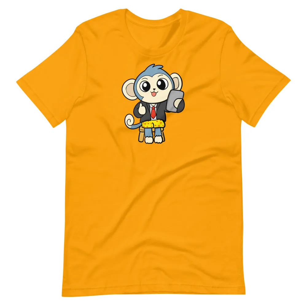 Liberty at Work from Home Cartoon Monkey Short Sleeve Unisex T-Shirt