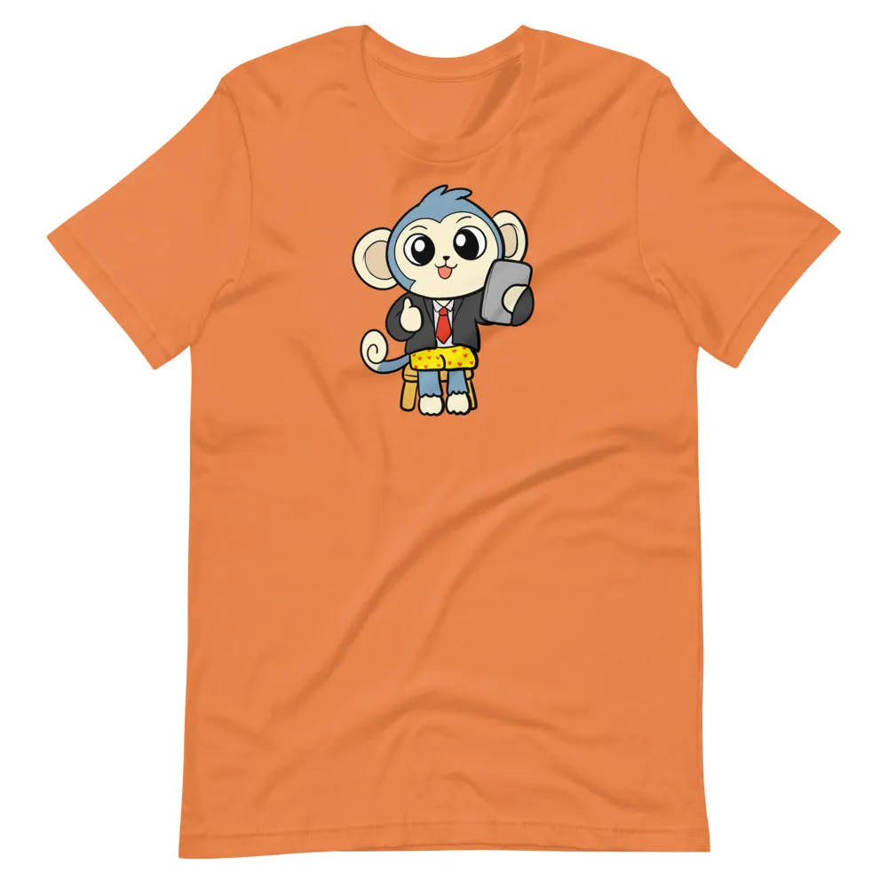 Liberty at Work from Home Cartoon Monkey Short Sleeve Unisex T-Shirt