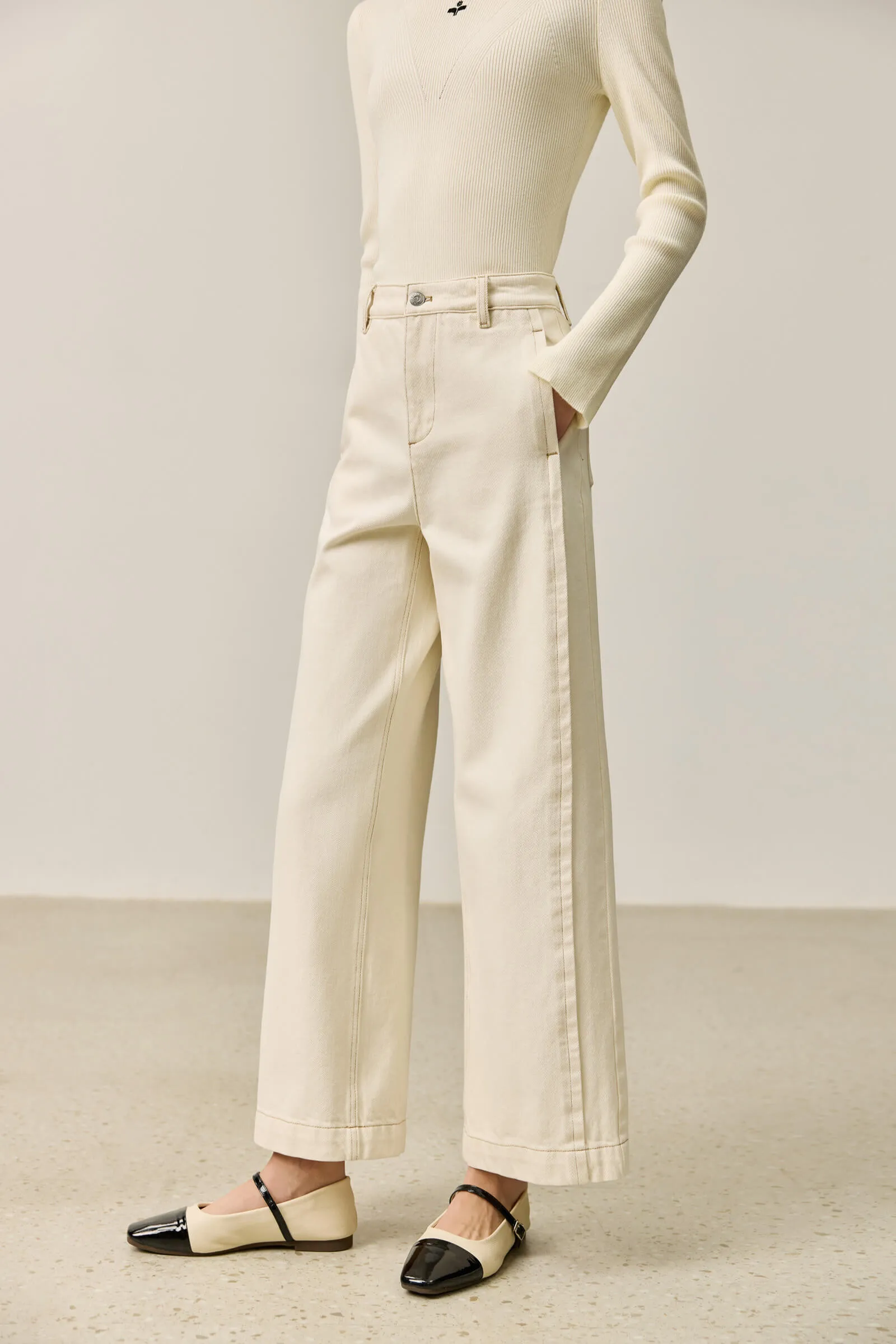 LILY Minimalist White Denim Pants