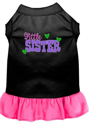 Little Sister Screen Print Dog Dress Black With Bright Pink Xxxl