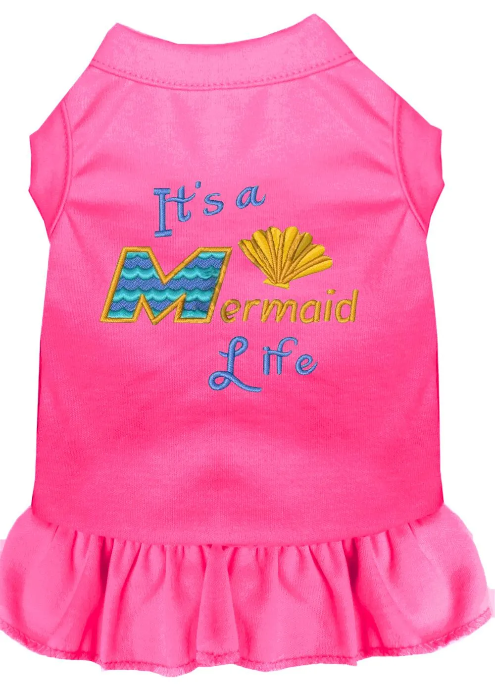 Mermaid Life Embroidered Dog Dress Bright Pink 4x (22)