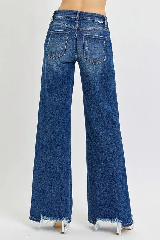 Mid Rise Wide Leg Jeans