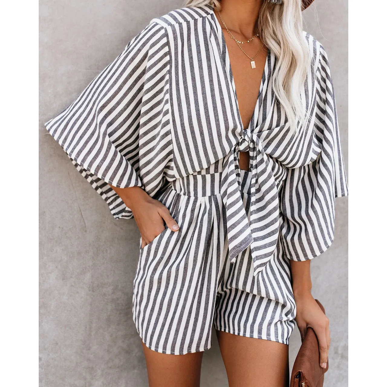 Neck Tie Loose Sexy Jumpsuit