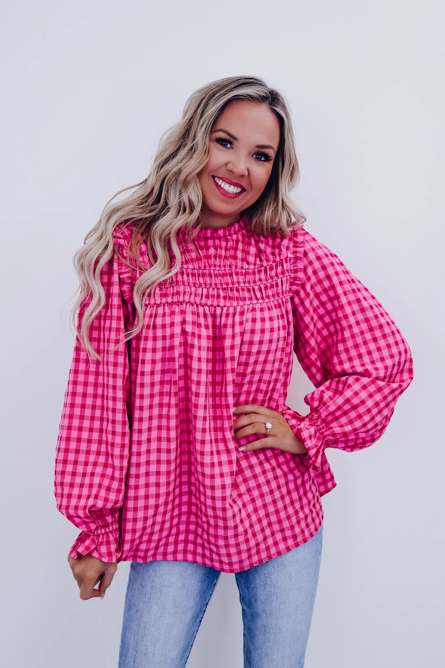 Nellie Ruffled Smocked Top - Pink