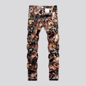 Painted ornament jeans
 for men