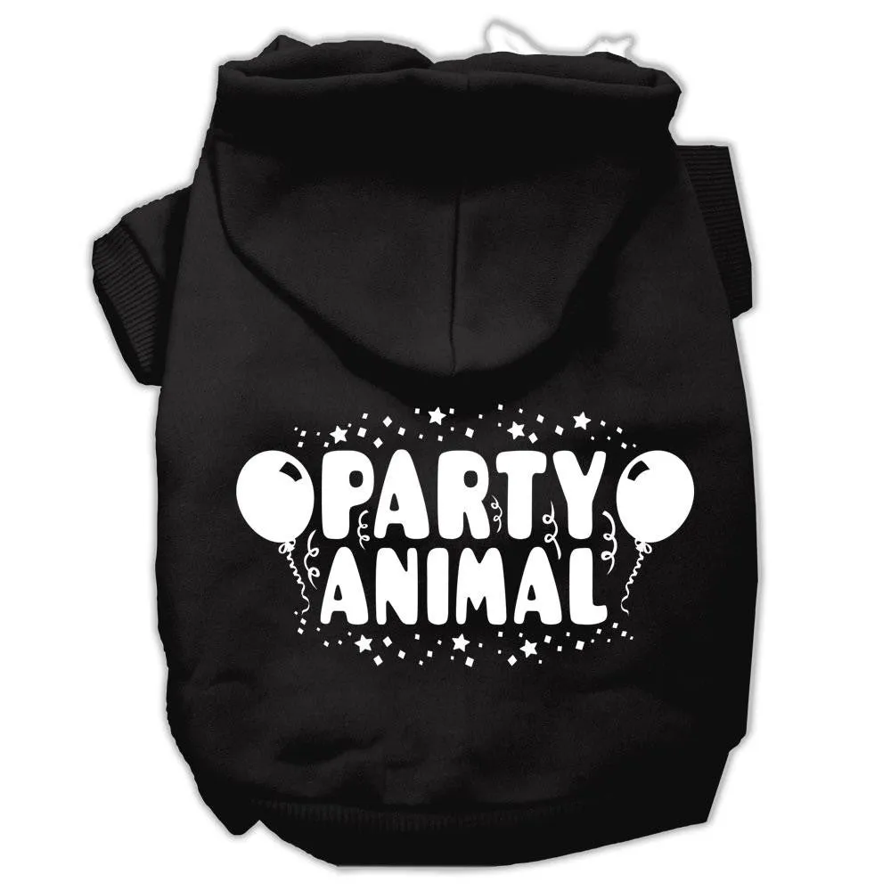 Party Animal Screen Print Pet Hoodies Black Size Med (12)