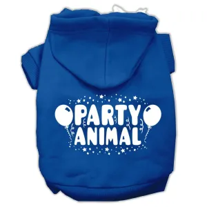 Party Animal Screen Print Pet Hoodies Blue Size Med (12)