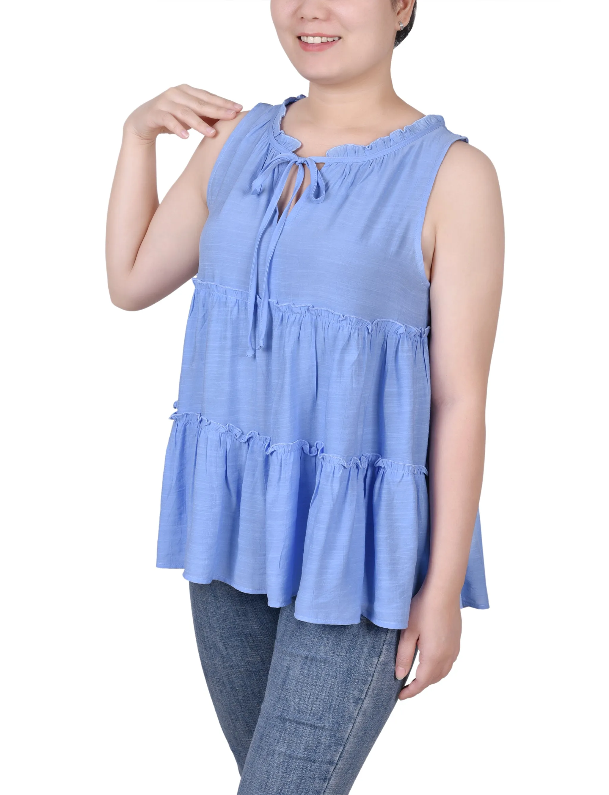 Petite Sleeveless Tiered Blouse