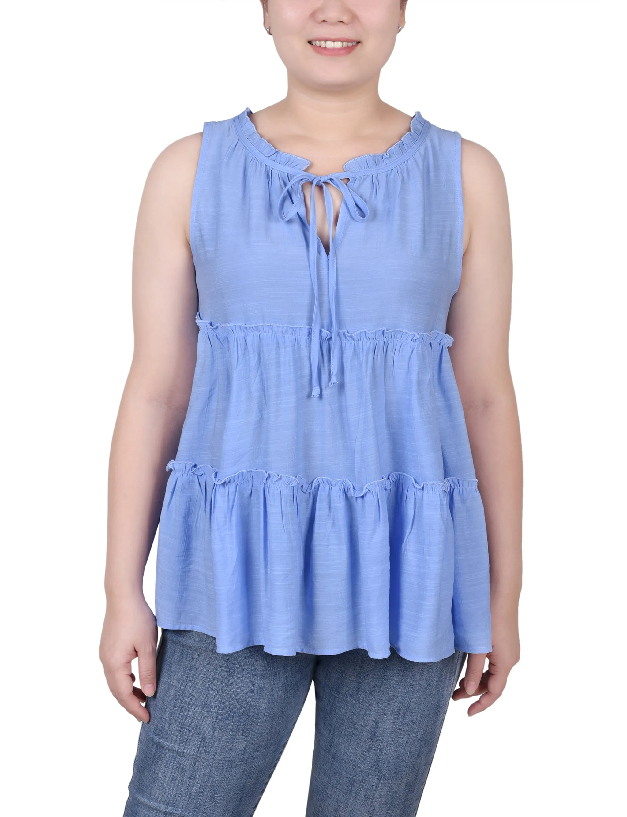 Petite Sleeveless Tiered Blouse