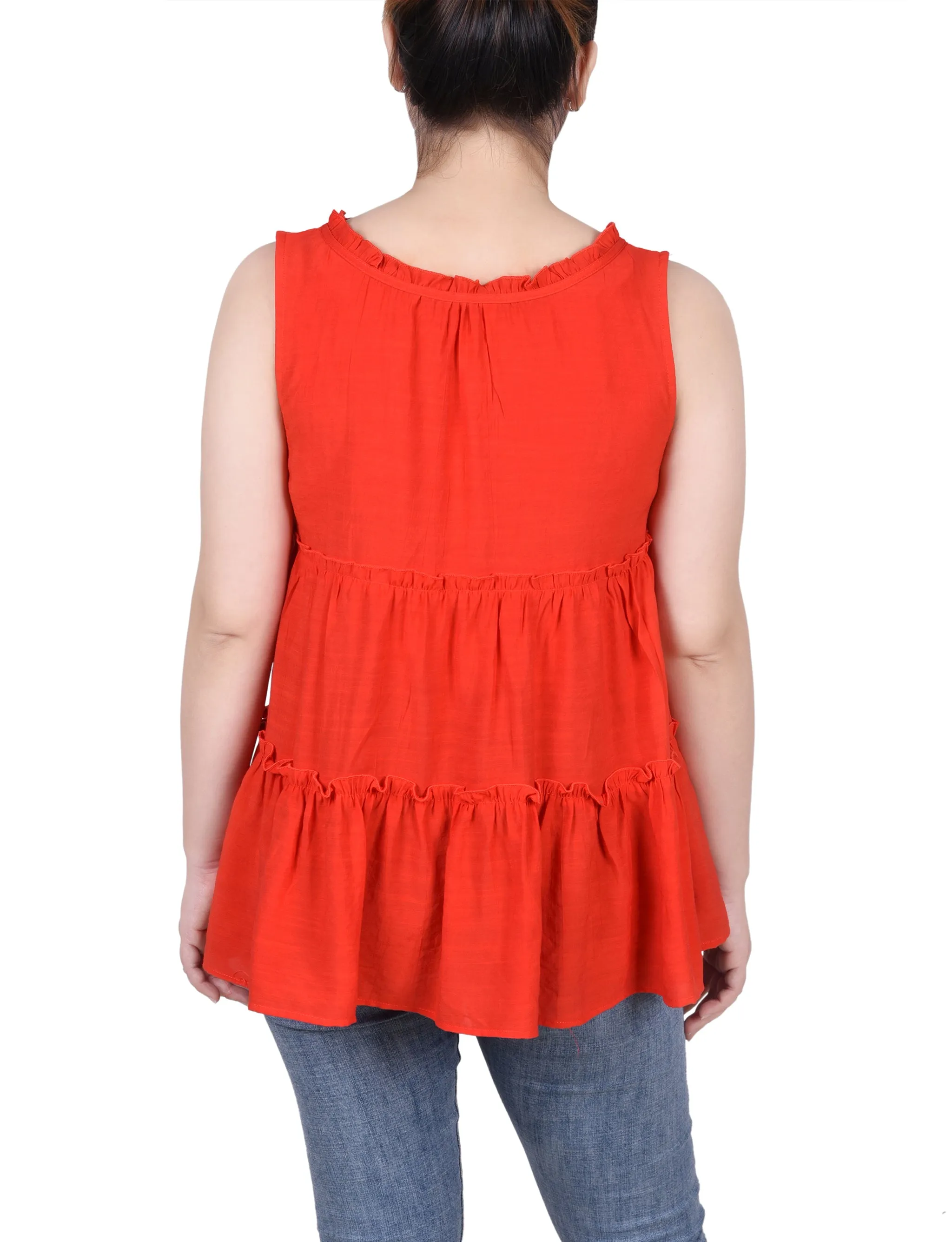 Petite Sleeveless Tiered Blouse