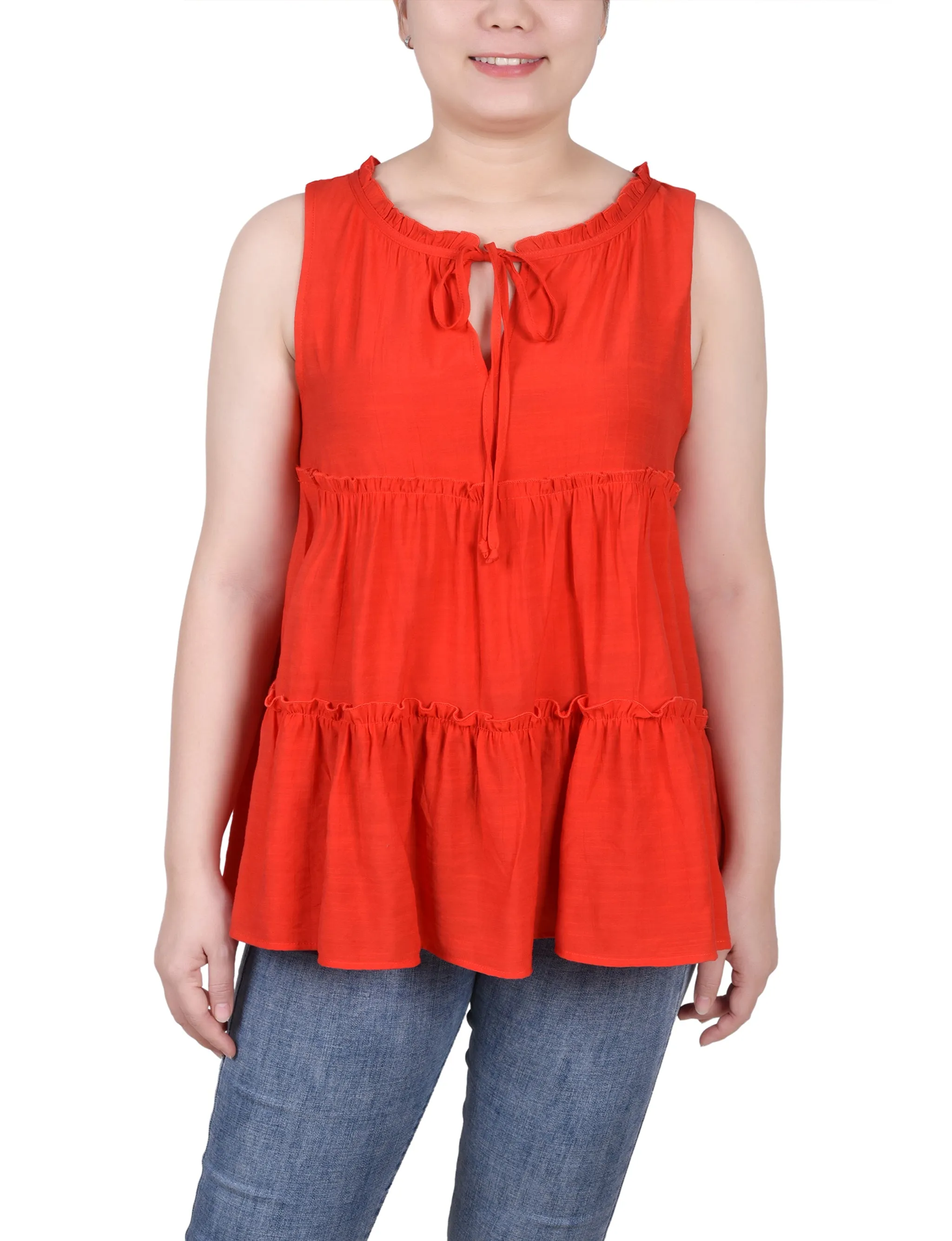 Petite Sleeveless Tiered Blouse