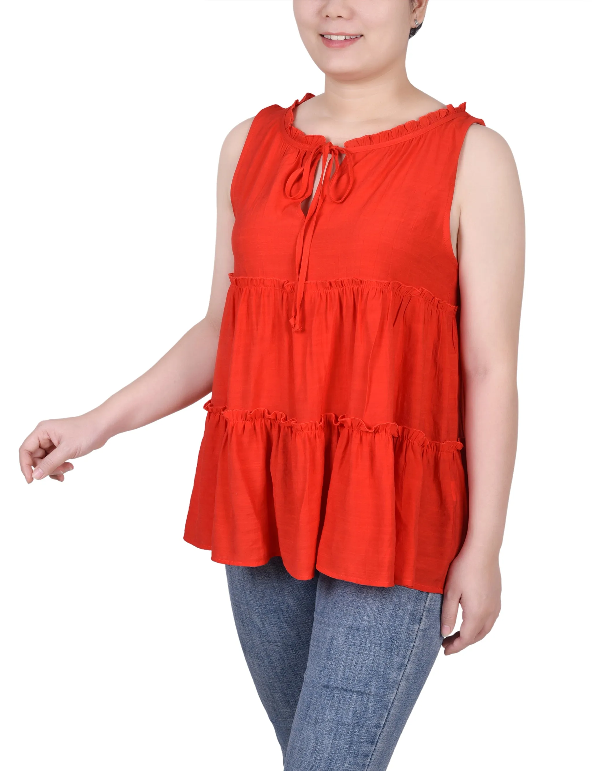 Petite Sleeveless Tiered Blouse