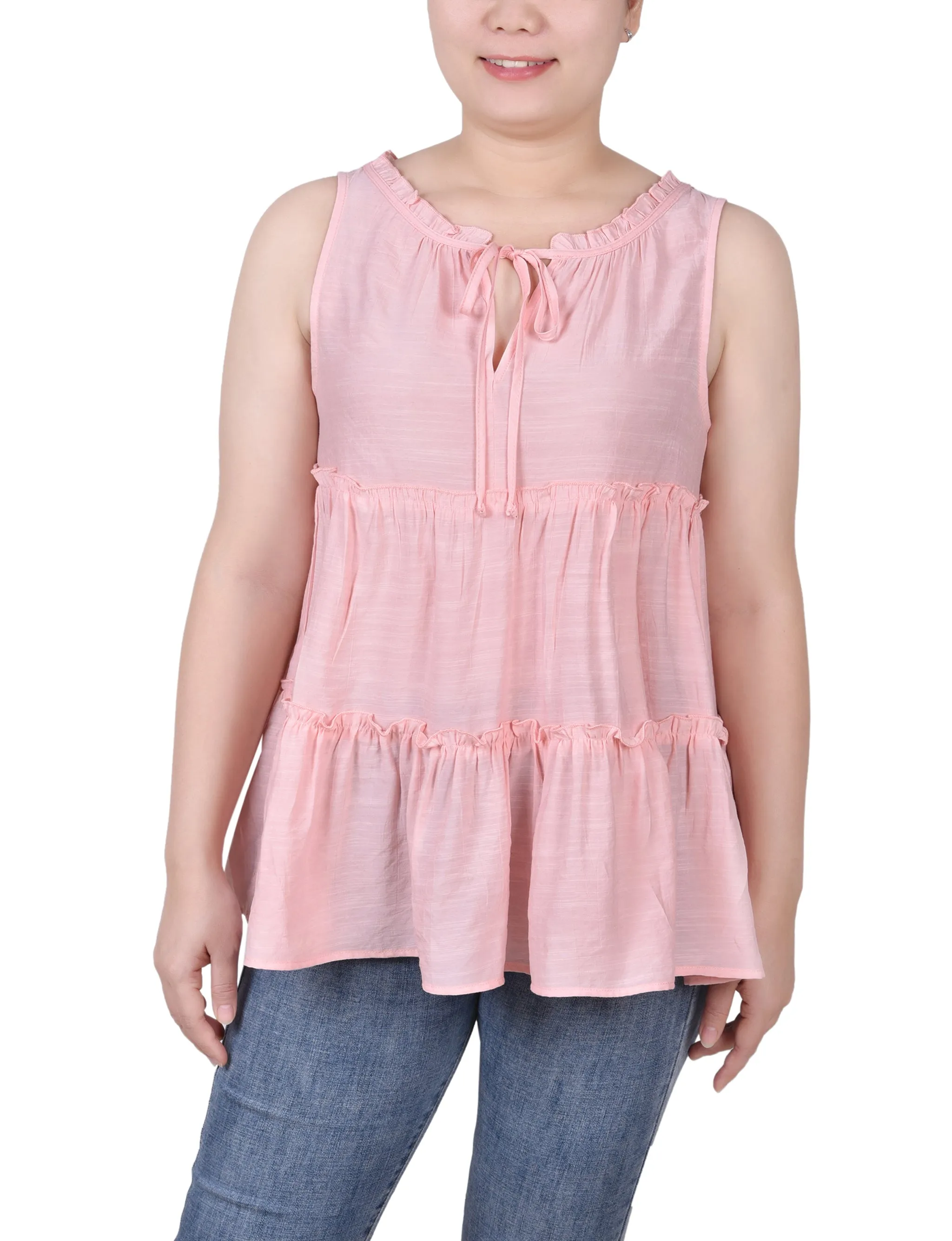 Petite Sleeveless Tiered Blouse