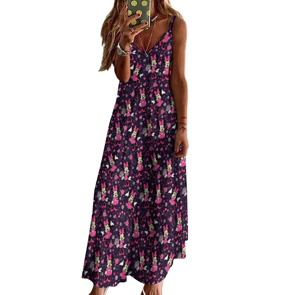 Pink Minnie Women's Summer Slip Long Dress