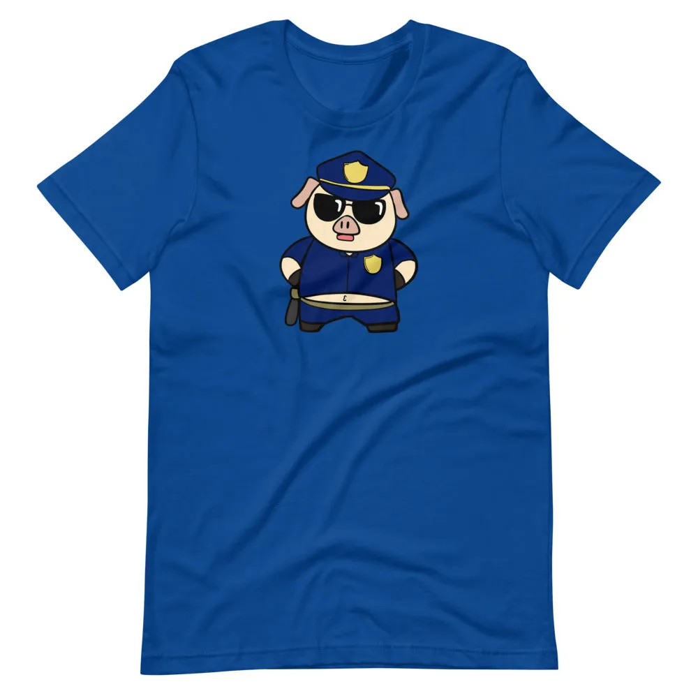 Police Pig Cartoon Short-Sleeve Unisex T-Shirt