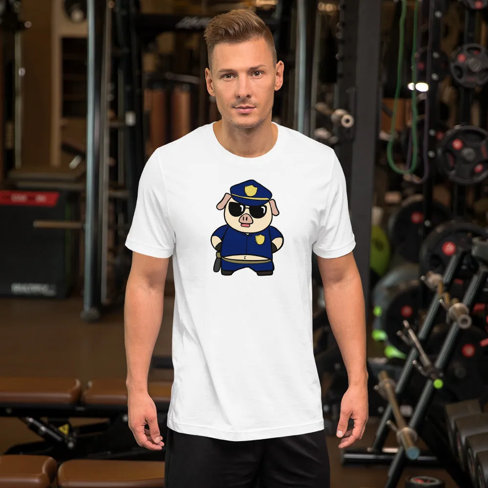 Police Pig Cartoon Short-Sleeve Unisex T-Shirt