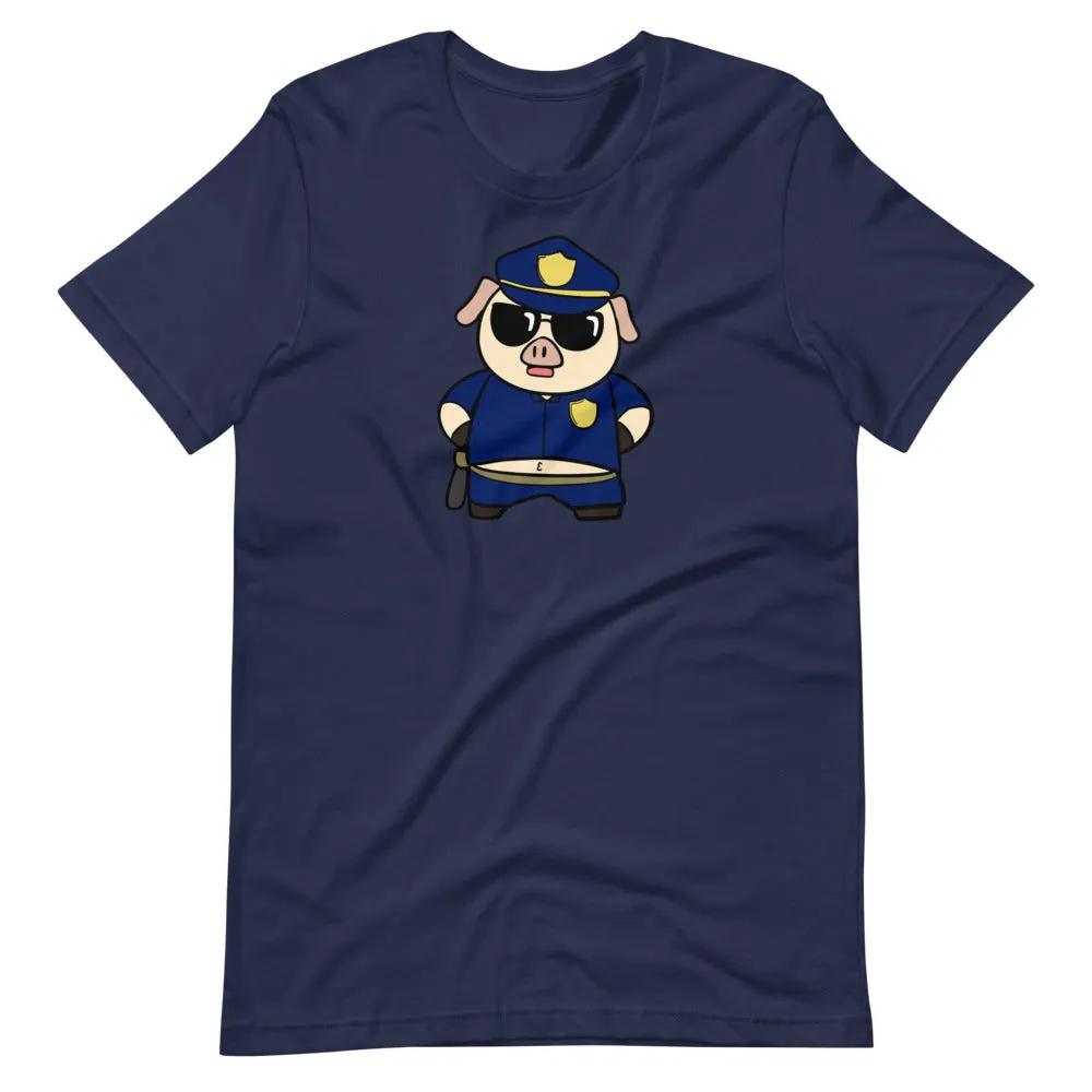 Police Pig Cartoon Short-Sleeve Unisex T-Shirt