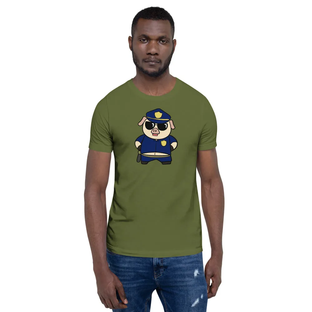 Police Pig Cartoon Short-Sleeve Unisex T-Shirt