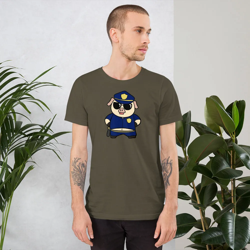 Police Pig Cartoon Short-Sleeve Unisex T-Shirt