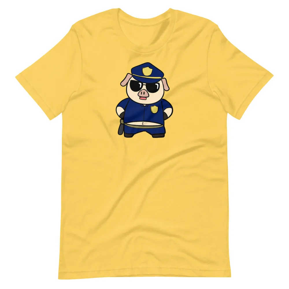 Police Pig Cartoon Short-Sleeve Unisex T-Shirt