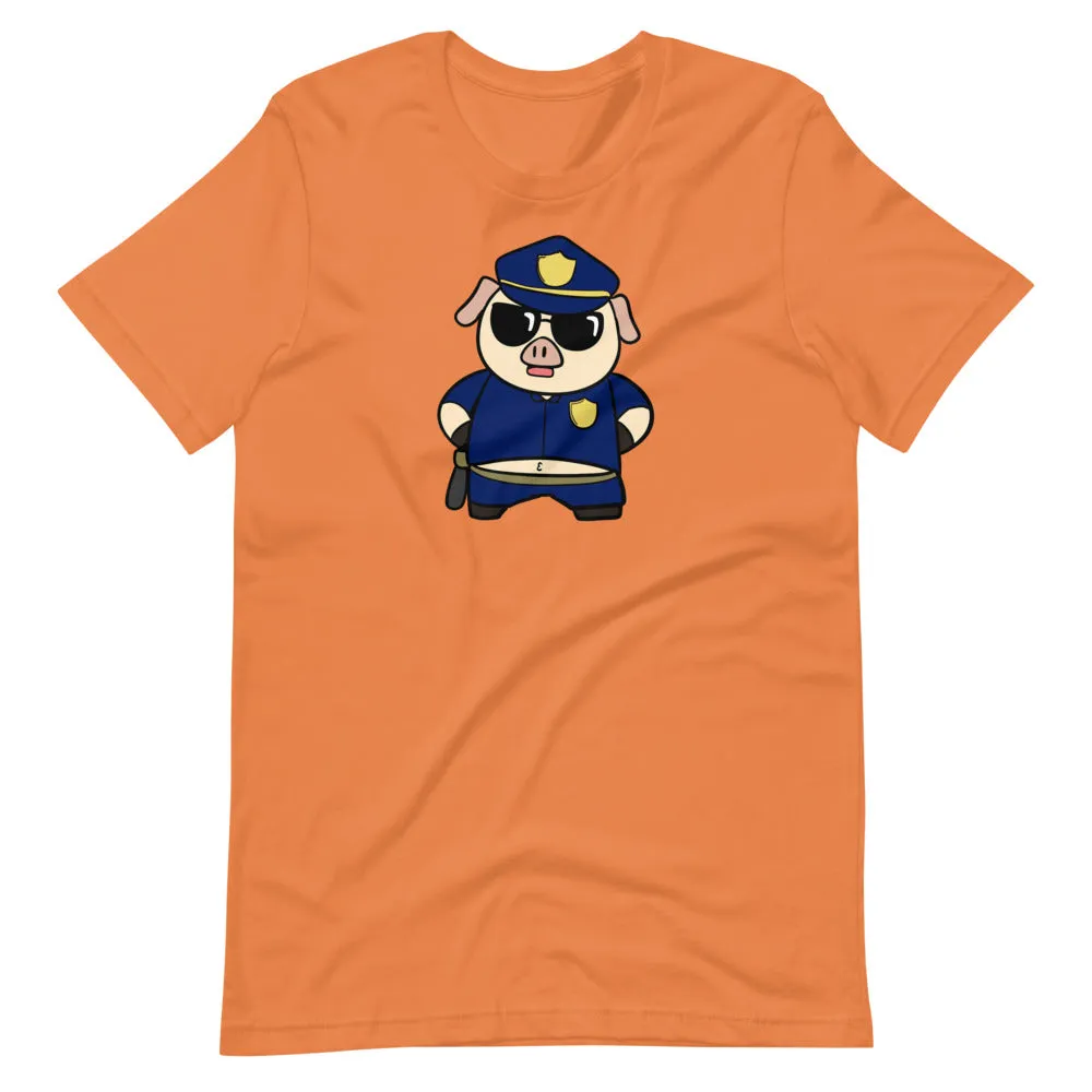 Police Pig Cartoon Short-Sleeve Unisex T-Shirt