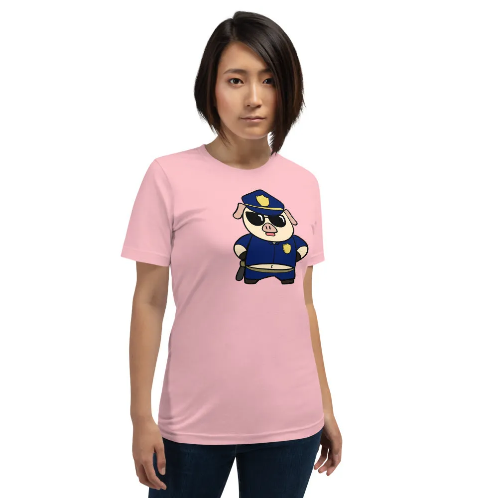 Police Pig Cartoon Short-Sleeve Unisex T-Shirt