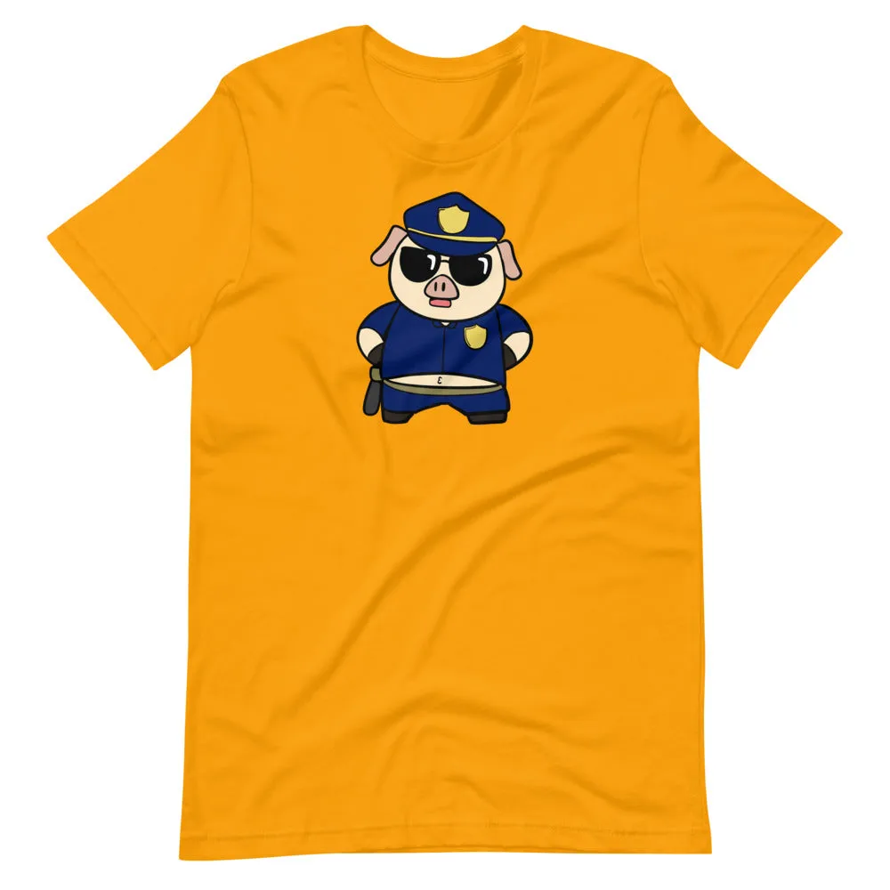 Police Pig Cartoon Short-Sleeve Unisex T-Shirt