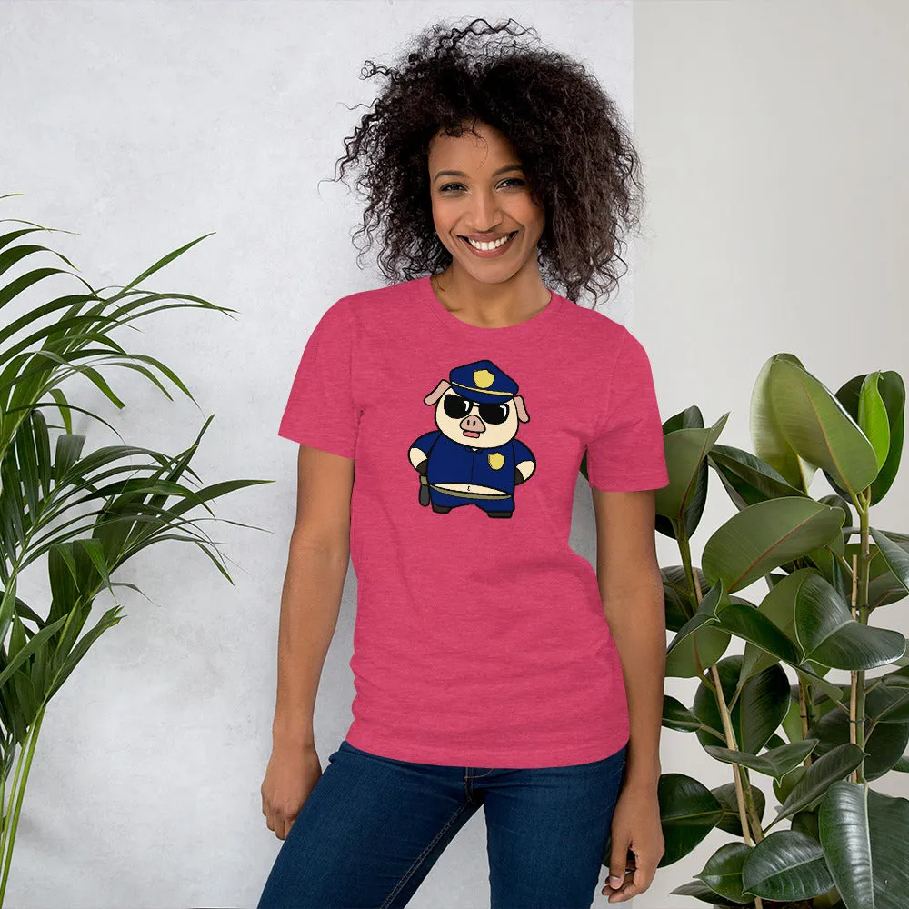 Police Pig Cartoon Short-Sleeve Unisex T-Shirt