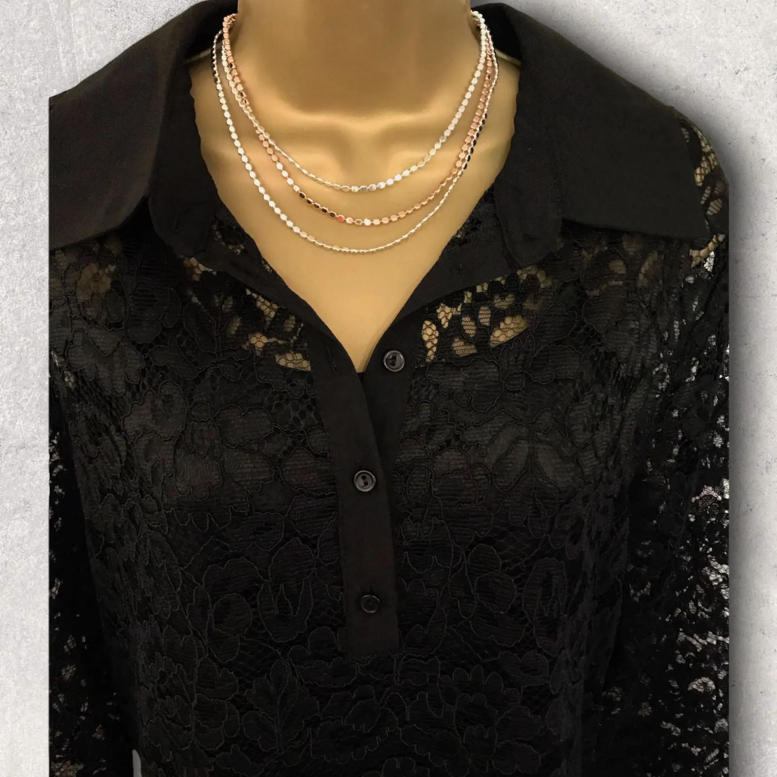 Pomodoro Black Lace Long Sleeved Shirt Dress UK 14 US 10 EU 42