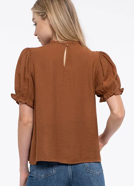 Puff Sleeve Brown Top