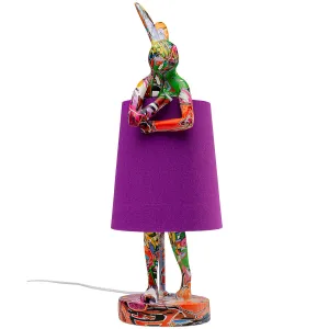 Rabbit Graffity/Purple Animal Table Lamp