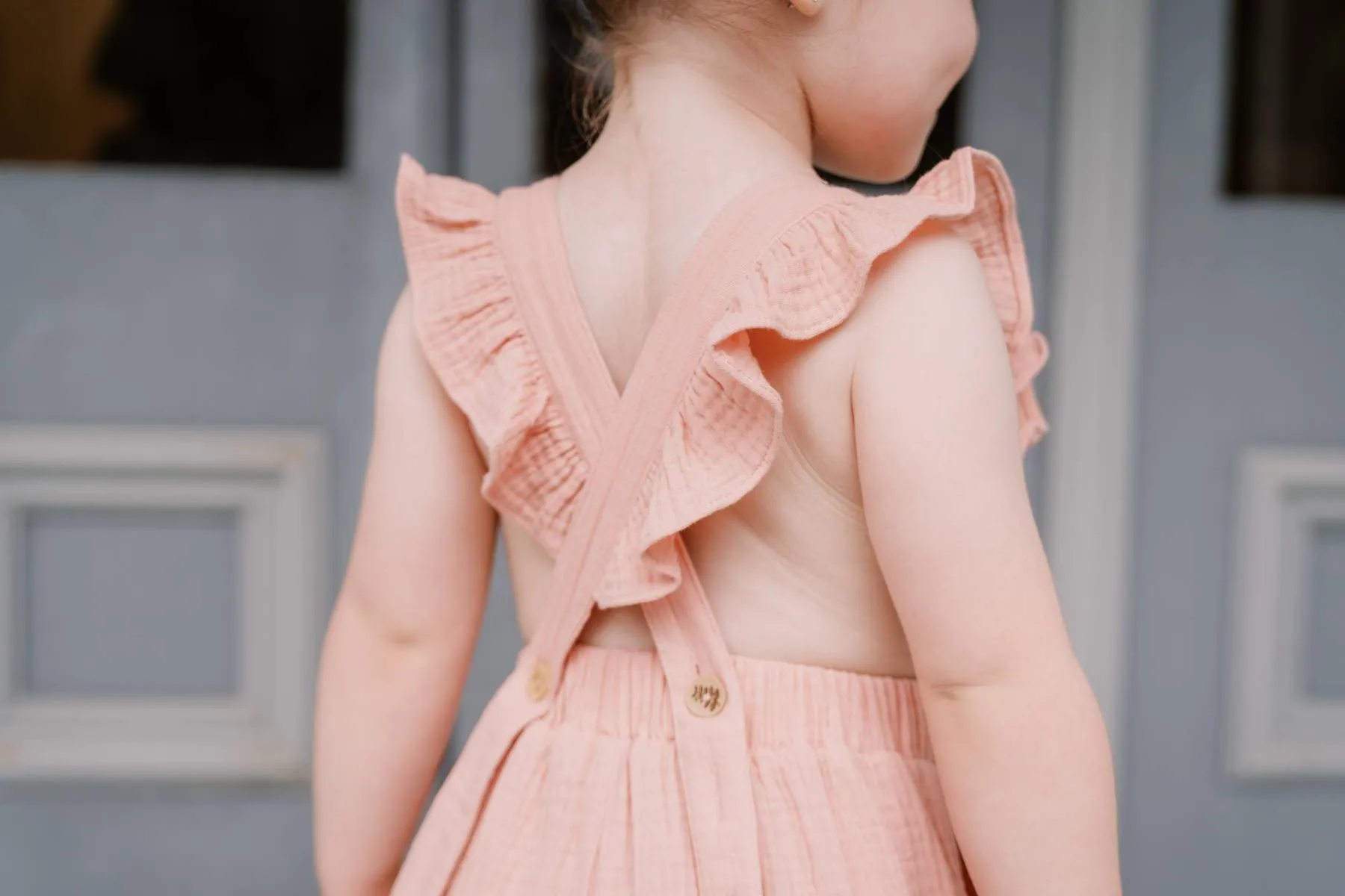 Rainbow Muslin Overall - Blush