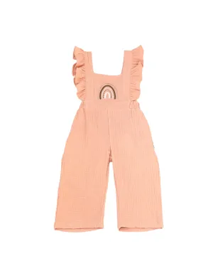 Rainbow Muslin Overall - Blush