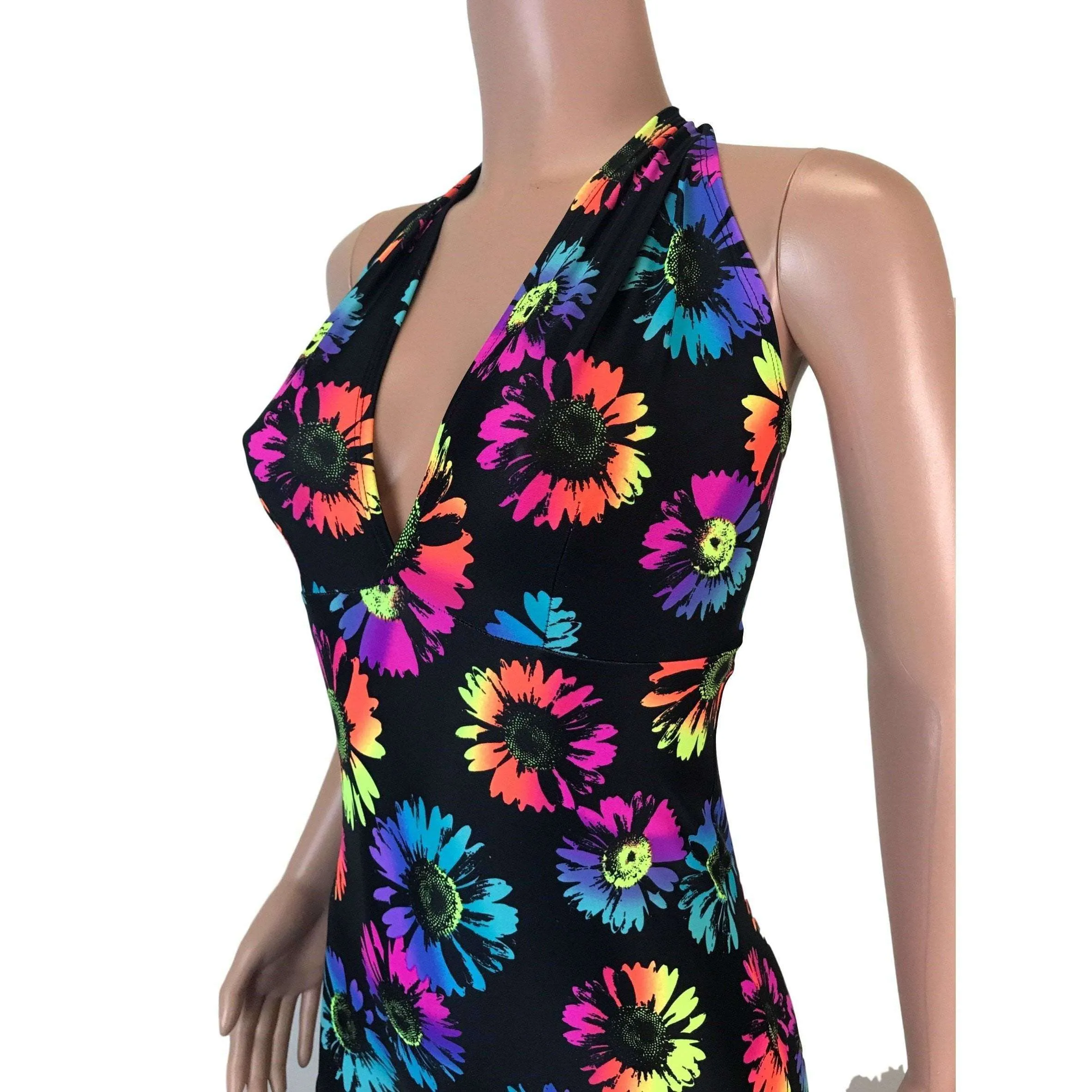 SALE - Halter Romper - Electric Daisy Neon