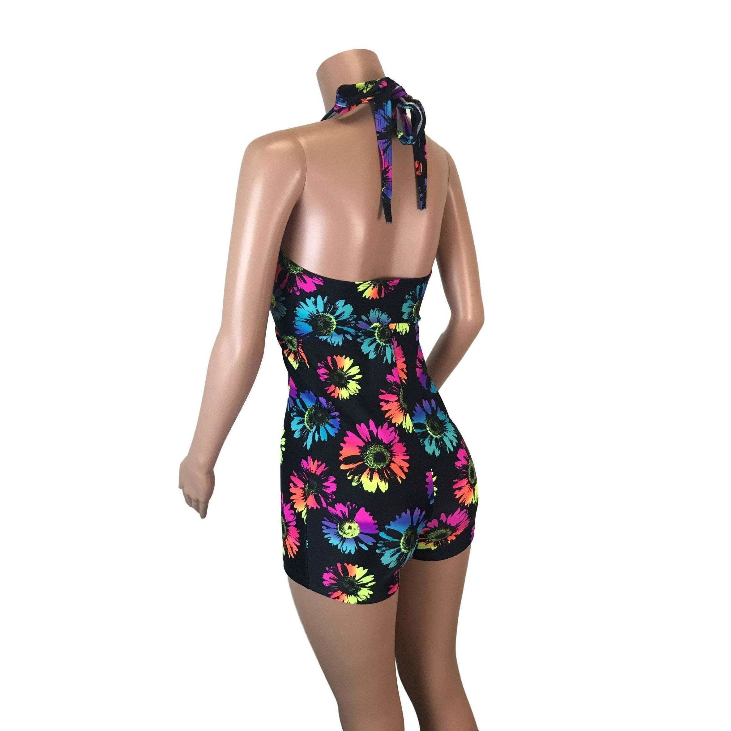 SALE - Halter Romper - Electric Daisy Neon