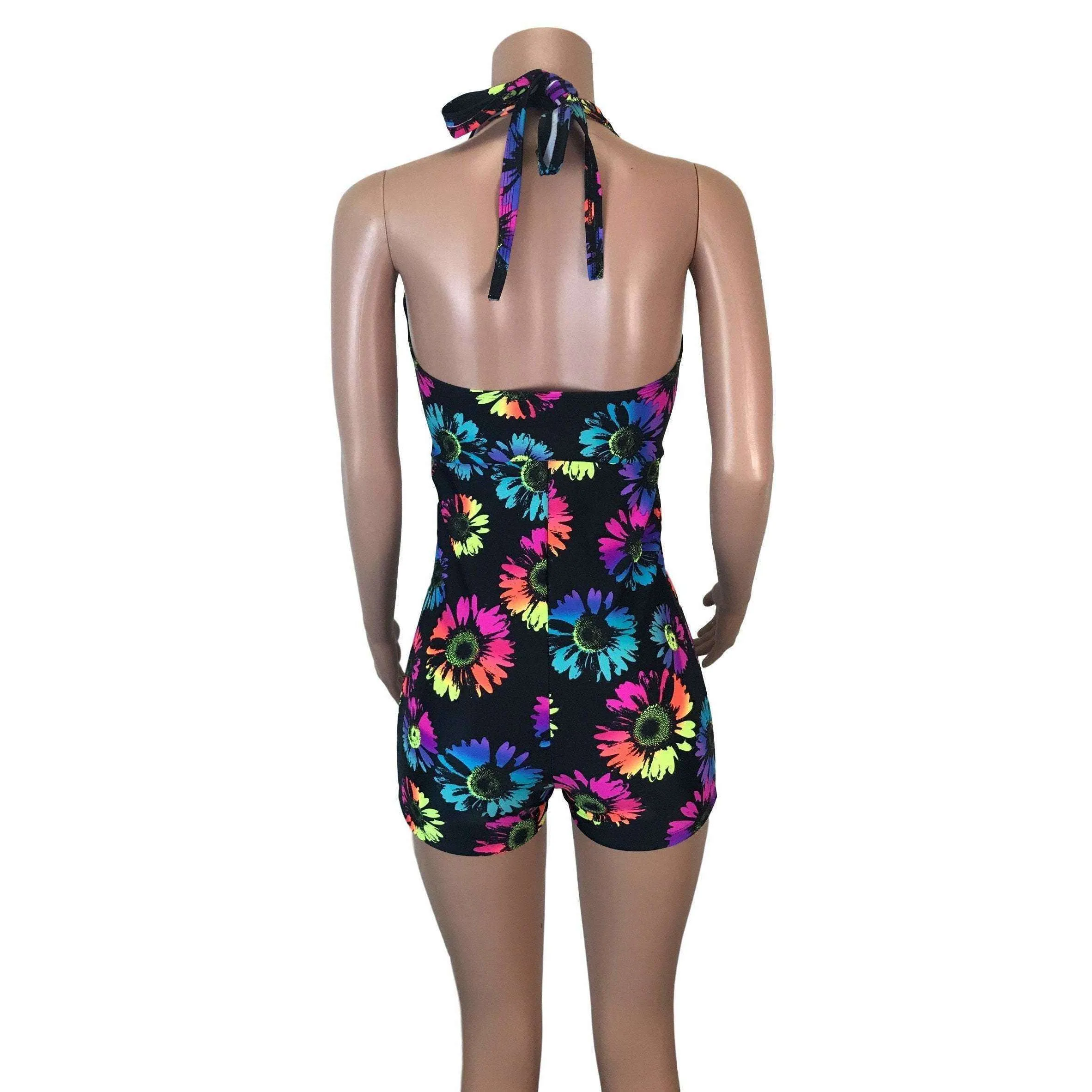 SALE - Halter Romper - Electric Daisy Neon