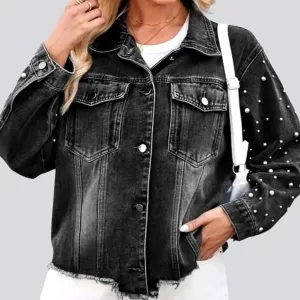 Sanded vintage denim jacket for women