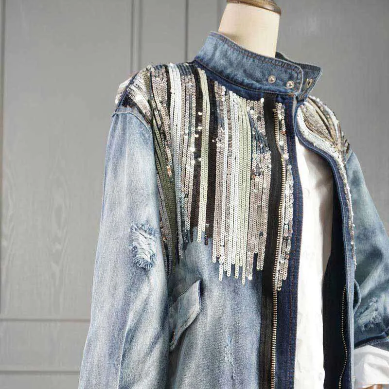 Sequin 70s Denim Jacket