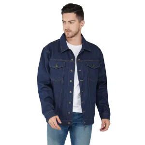 SLAY. Men's Denim Blue Cotton Biker Denim Jacket For Men with SLAY. Embroidered on the back