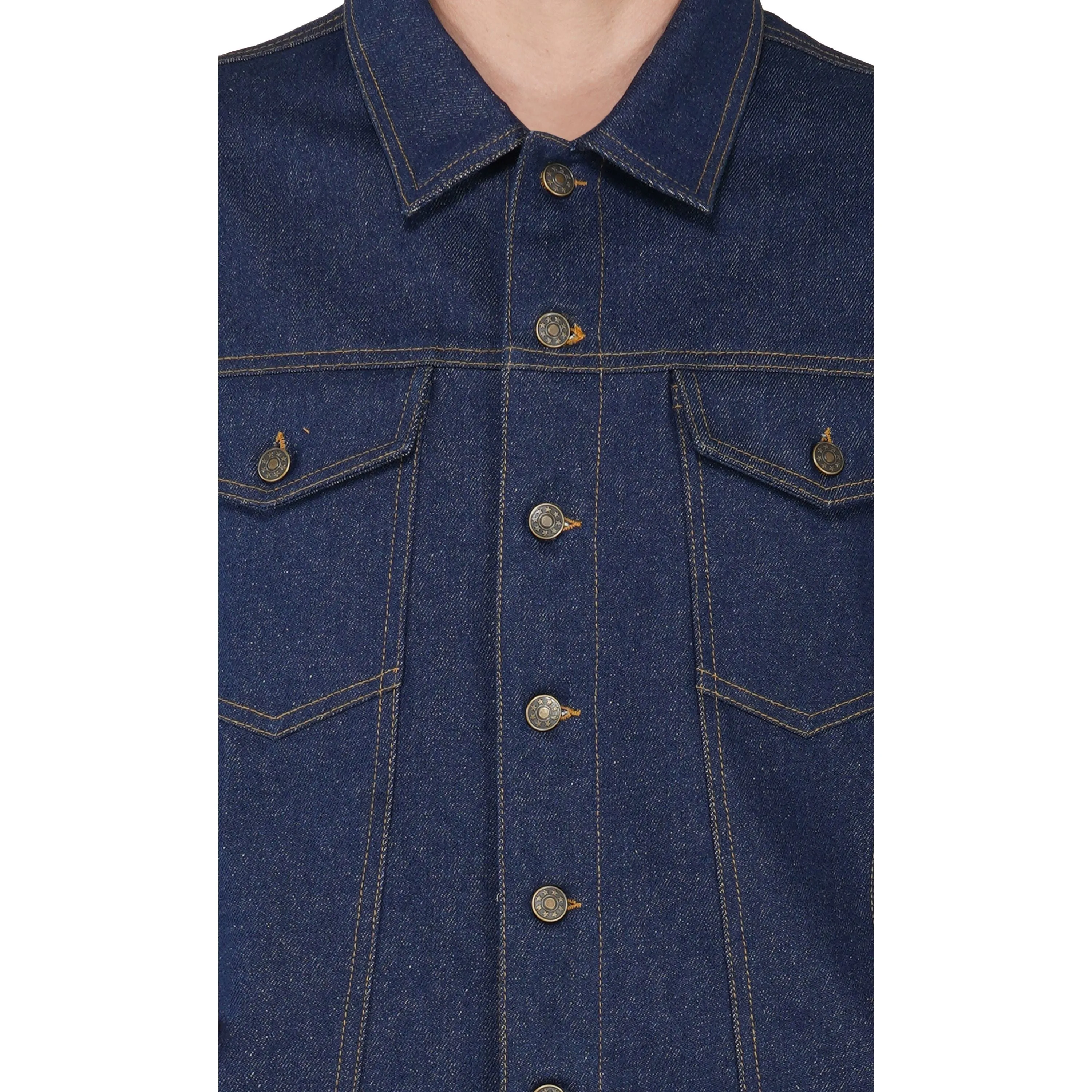 SLAY. Men's Denim Blue Cotton Biker Denim Jacket For Men with SLAY. Embroidered on the back