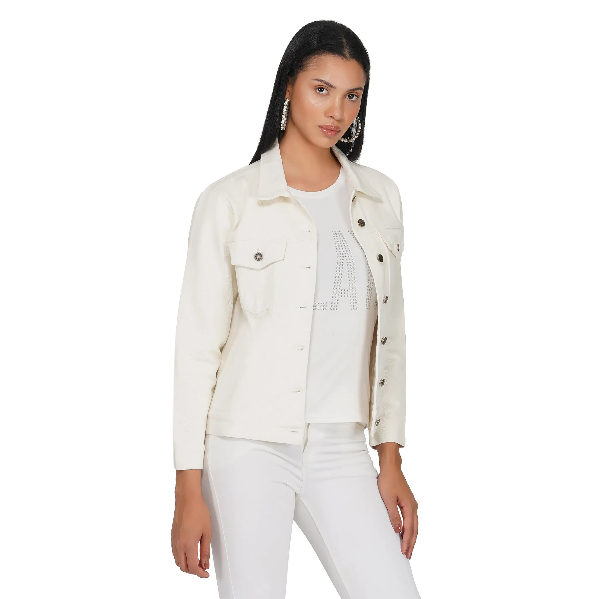 SLAY. Women's Off-white Denim Jacket