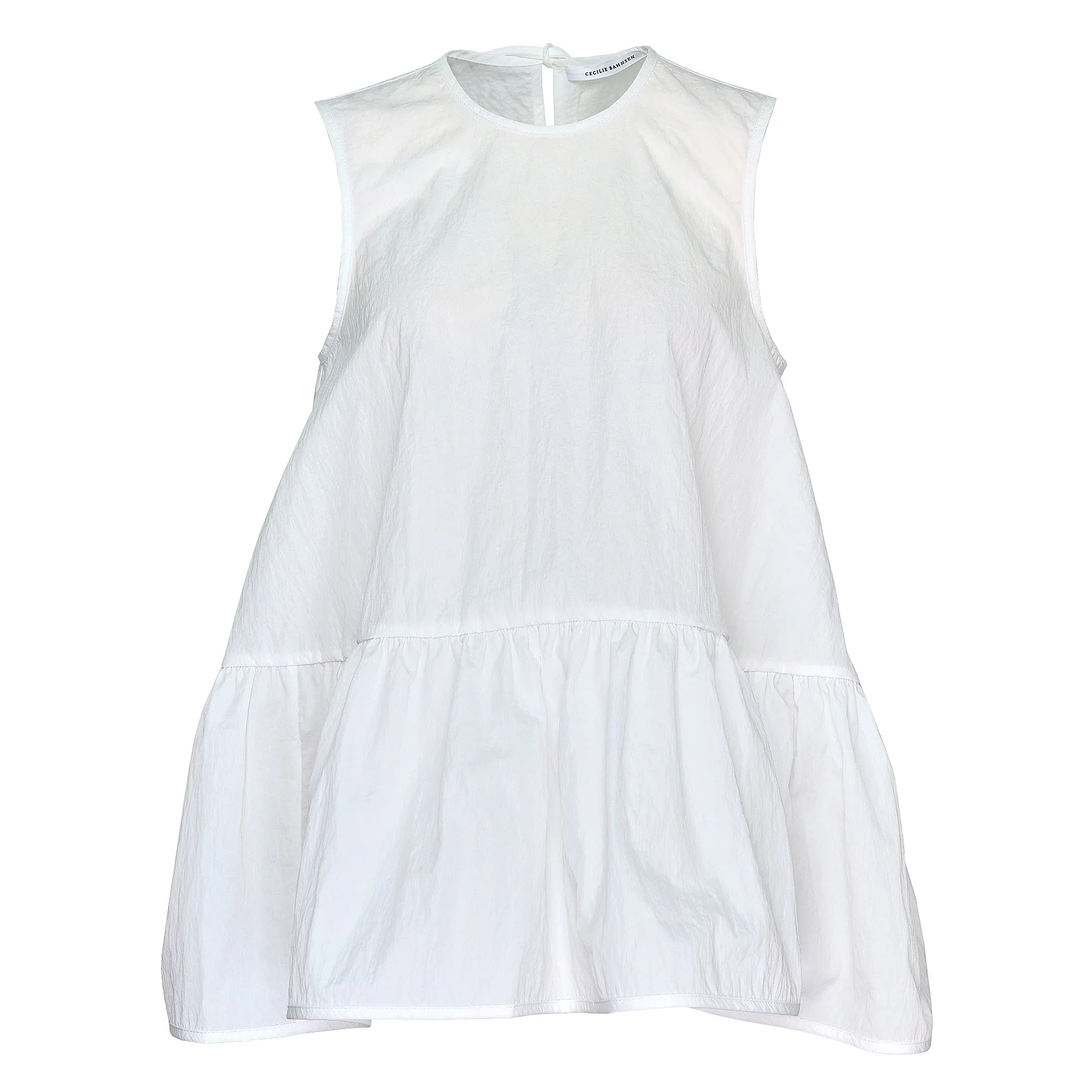 Sleeveless Top With Ruffled Hem