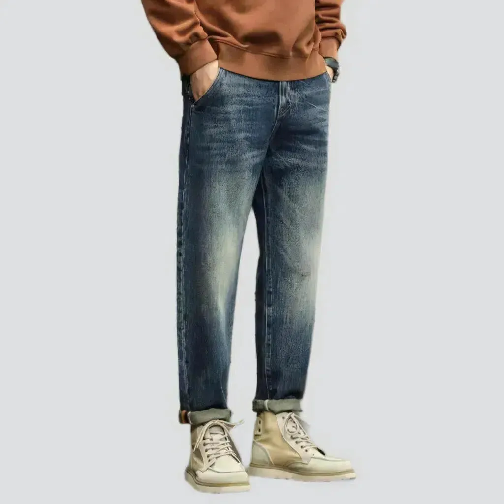 Stretchy men's loose jeans