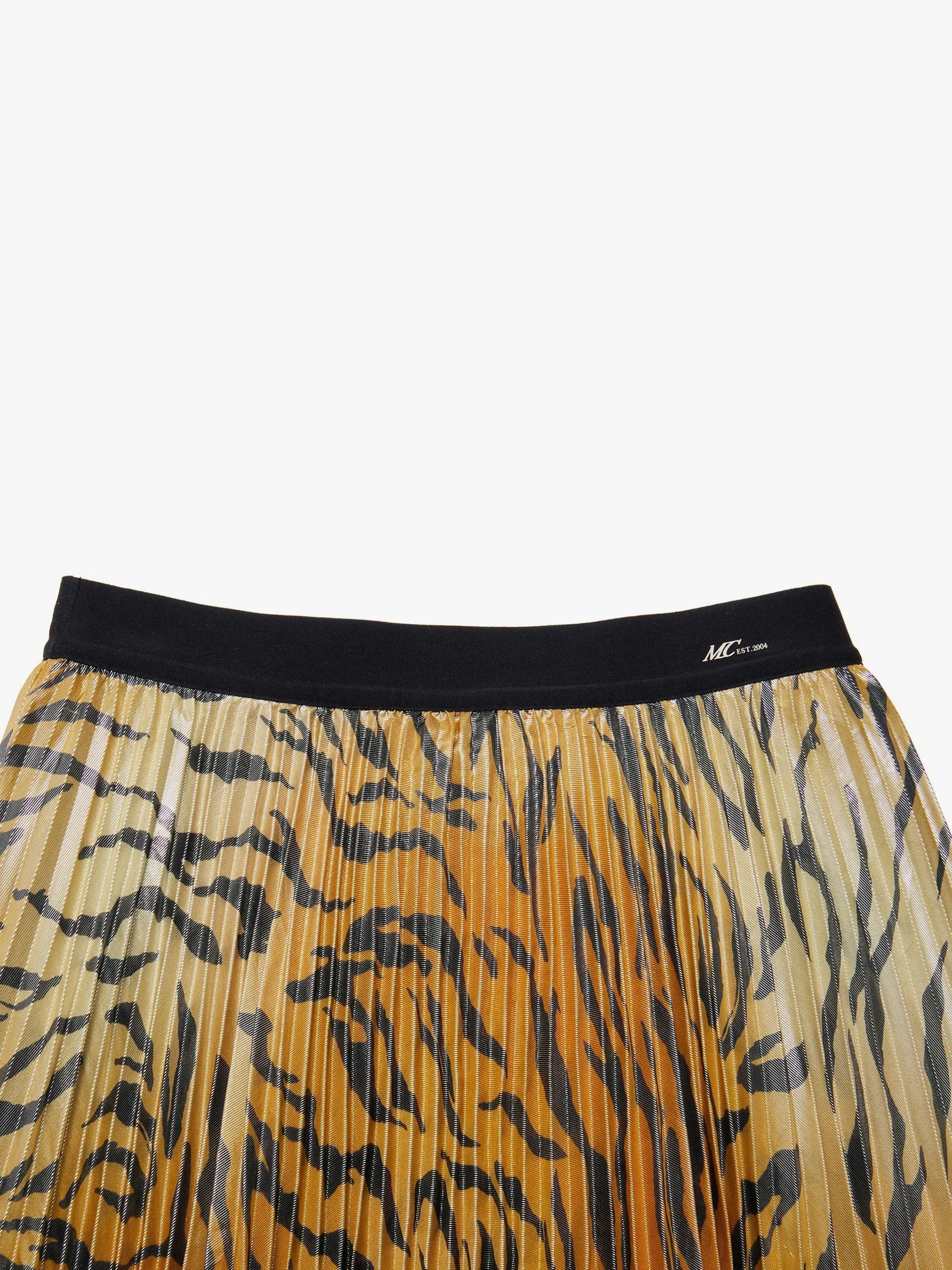 Tiger Print Pleated Midi Skirt