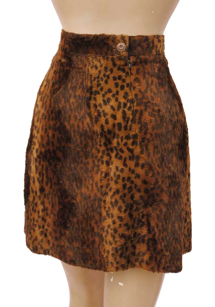 Vintage 90s LeopardPrint Faux Fur Skirt Suit • Jean Paul • Punk Power Suit