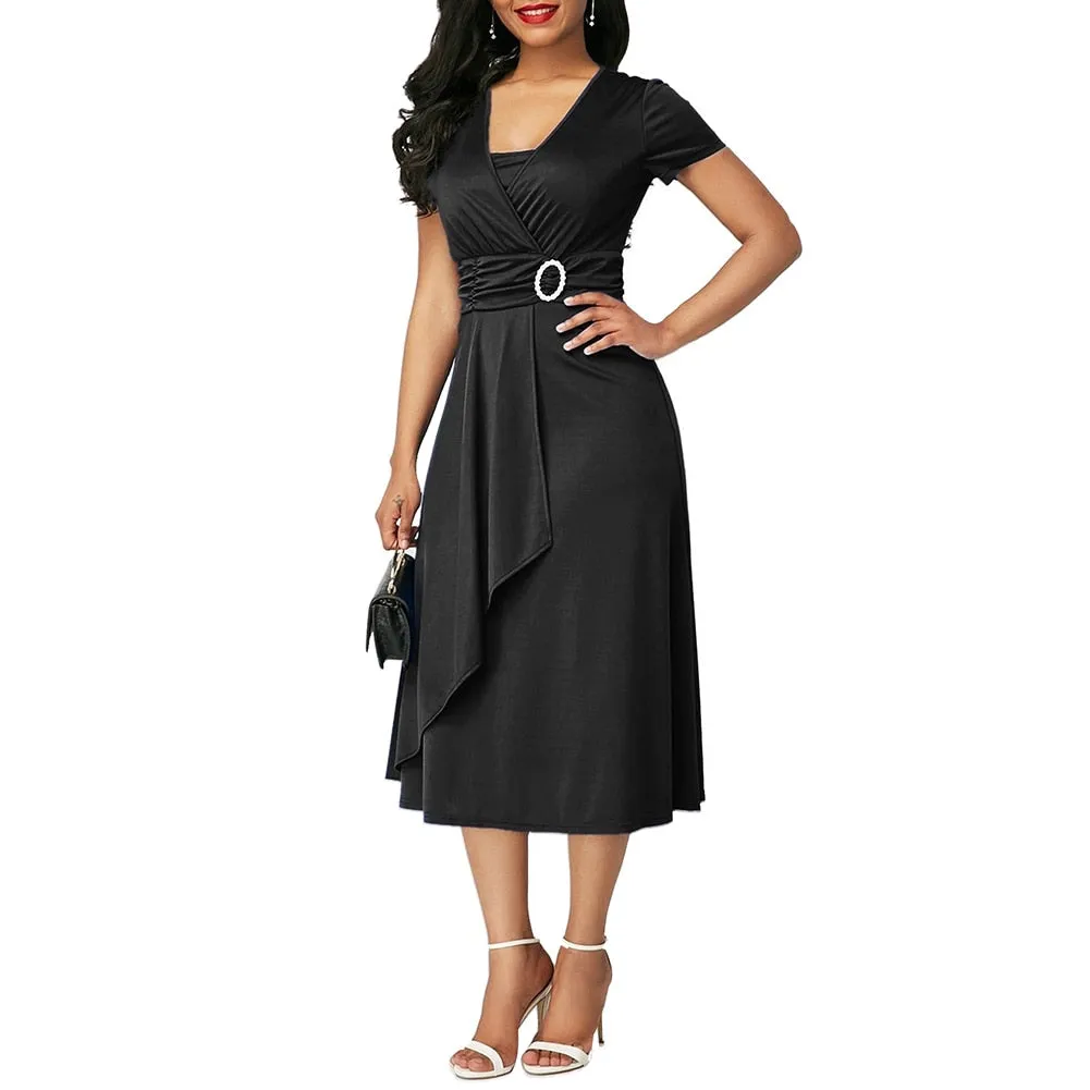 Willa's Wrap Belted Casual Dress - Culture Heaven Special