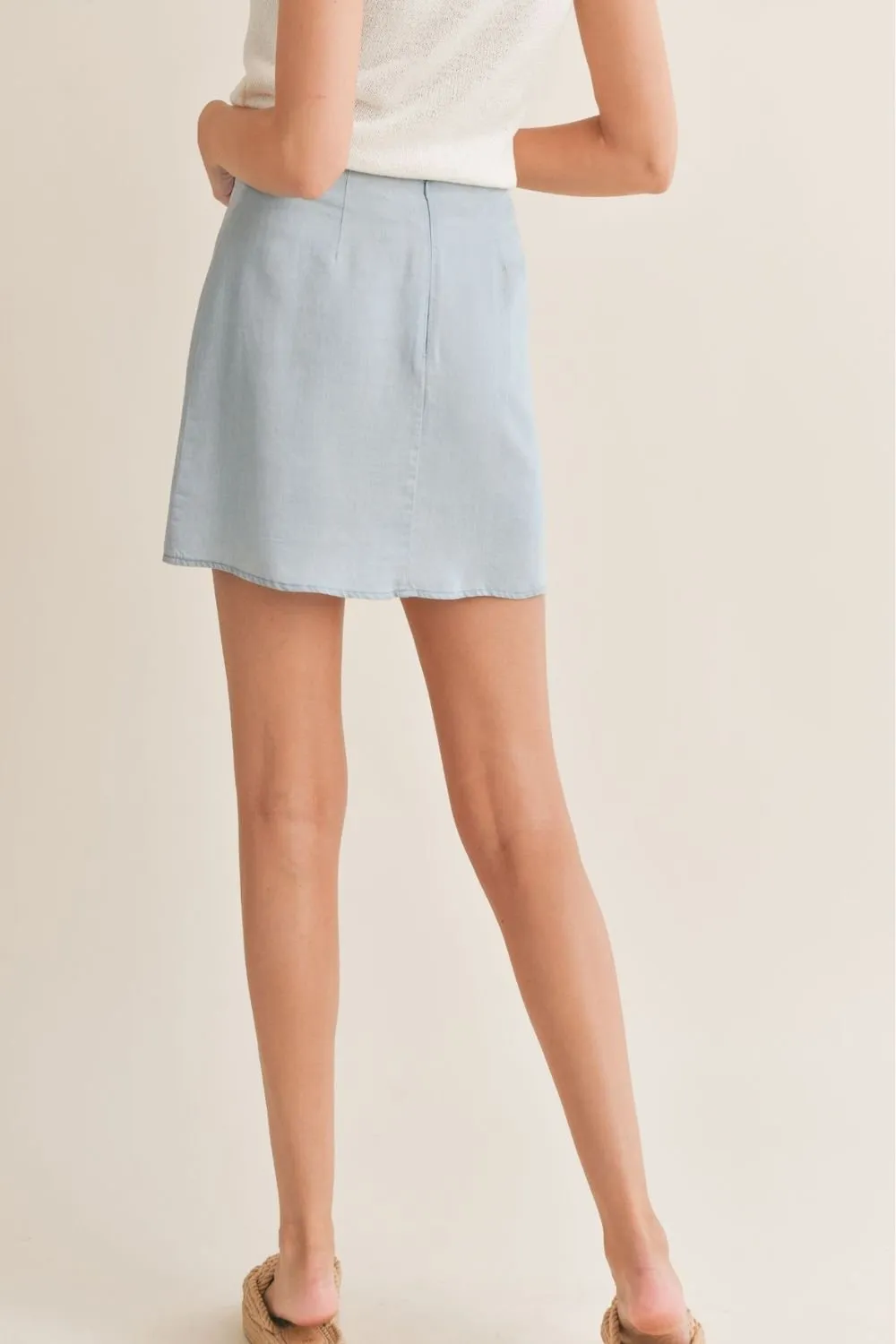 Women's Chambray Mini Skirt | Light Wash Denim