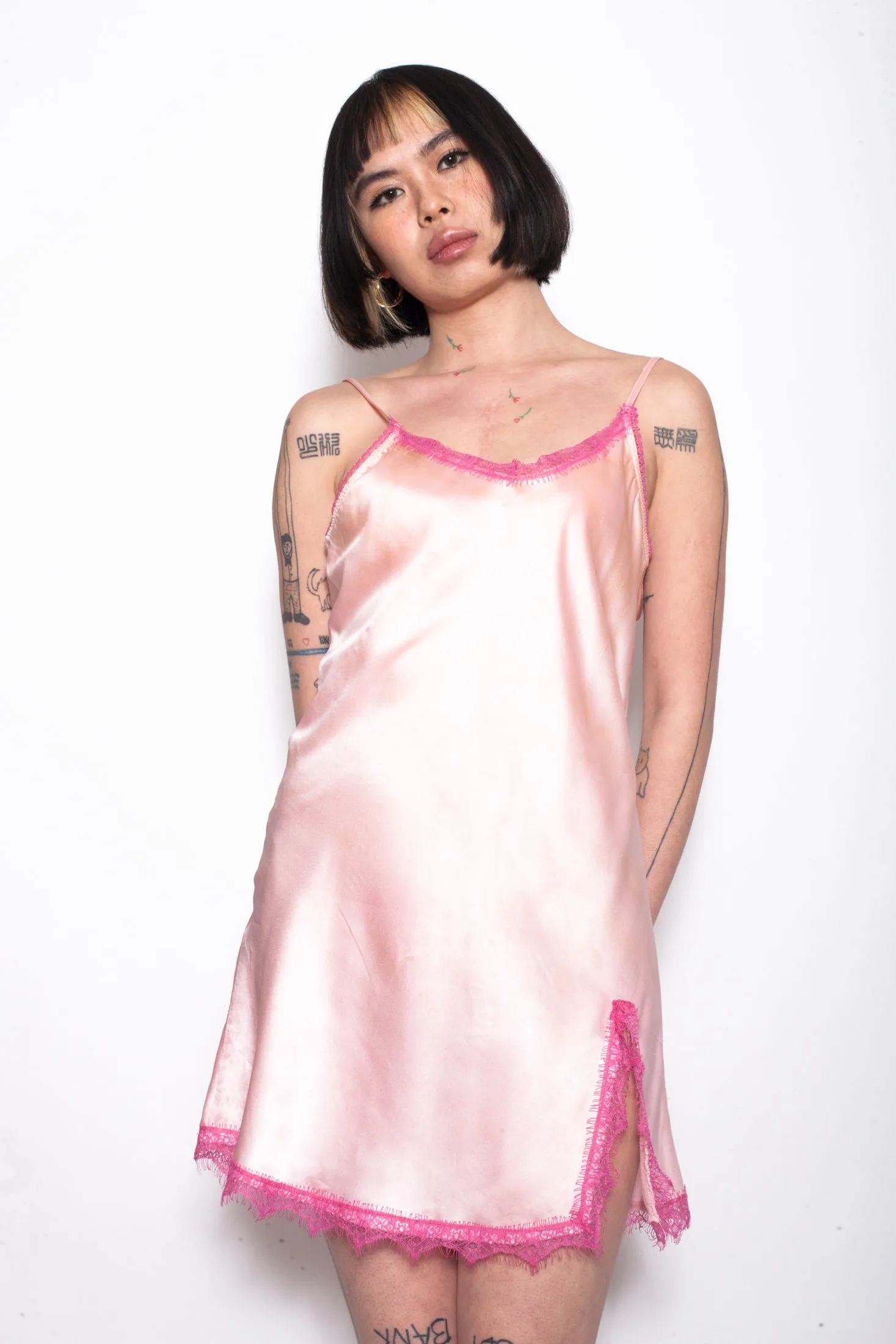 Y2K Light Pink Satin Slip Dress