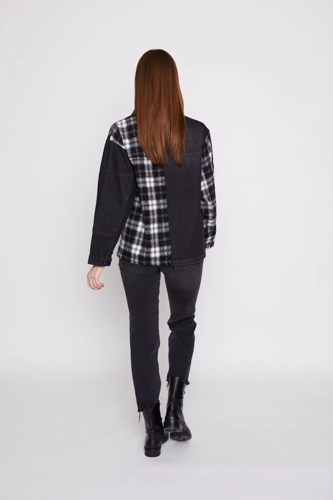 Your Ex Boyfriends Plaid Shacket in Black Stone & Black